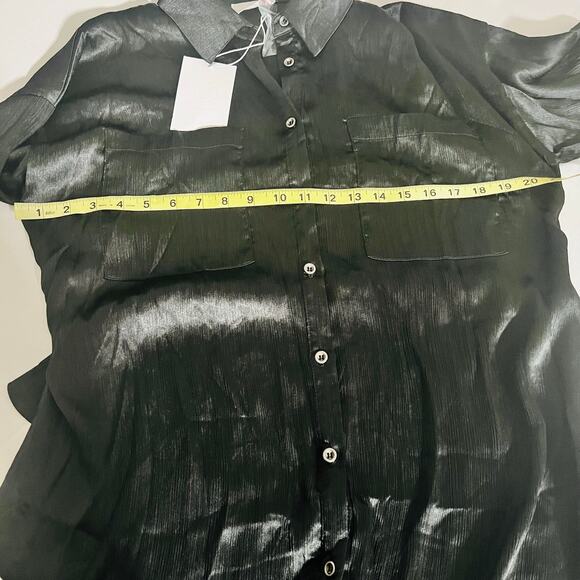 Andree By Unit Metallic Long Sleeve Shirt Dress Size S Small NWT Black - Picture 6 of 8